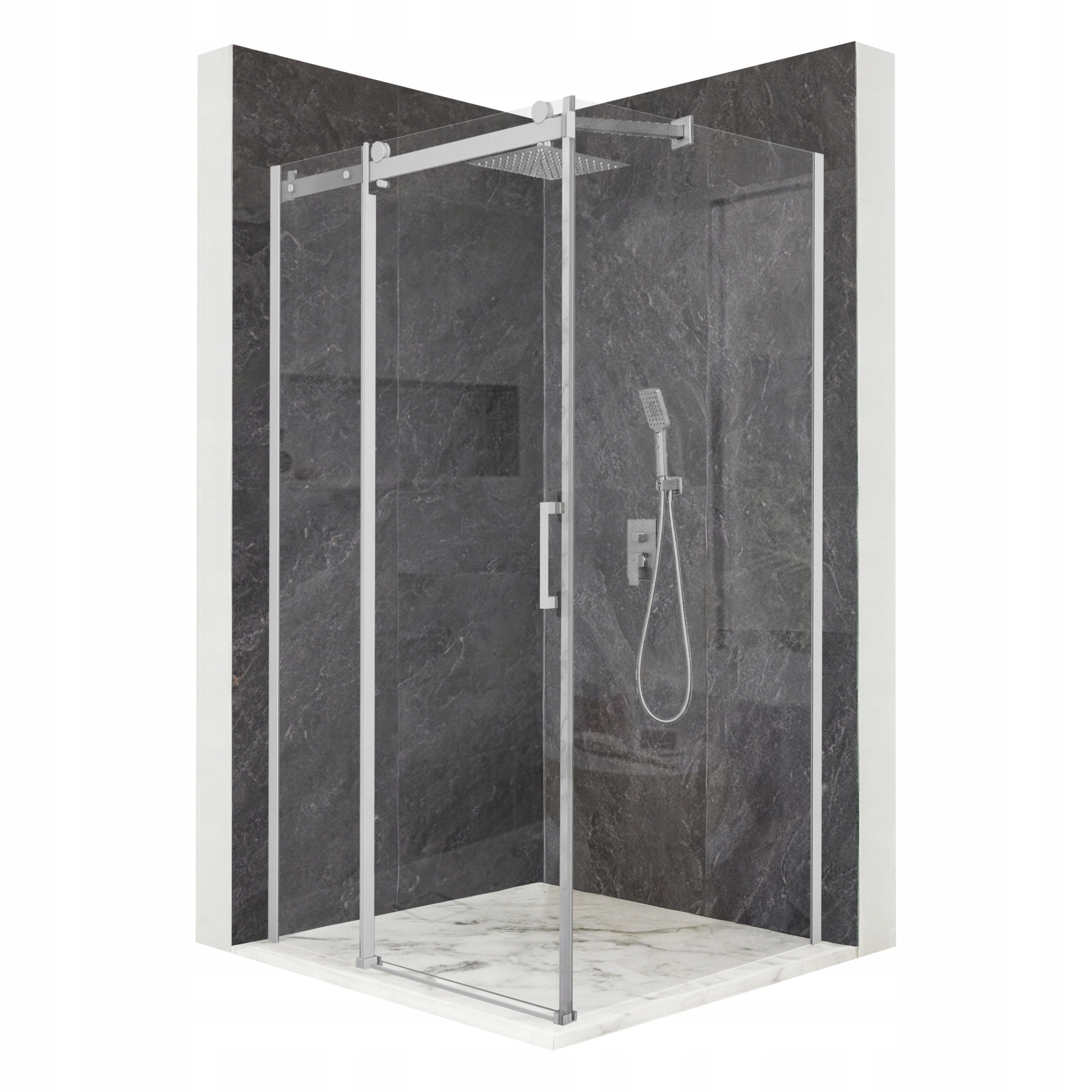 Kabina prysznicowa 90x90cm szkło Esg 8mm drzwi przesuwne chrom powłoka