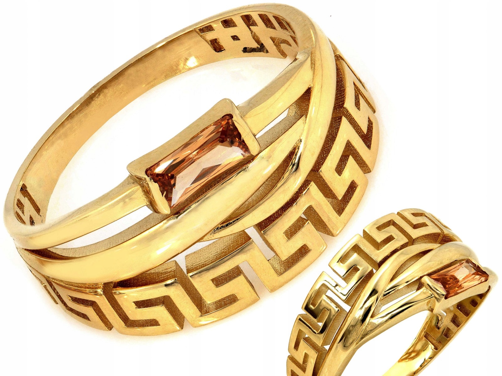 Moderní zlatý 585 14kt prstýnek s řeckým vzorem R21 4.27g jako dárek