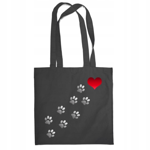 TORBA PREZENT DLA KOCIARY ŁAPKI KOTEK SERCE KOCHAM Materiał bawełna