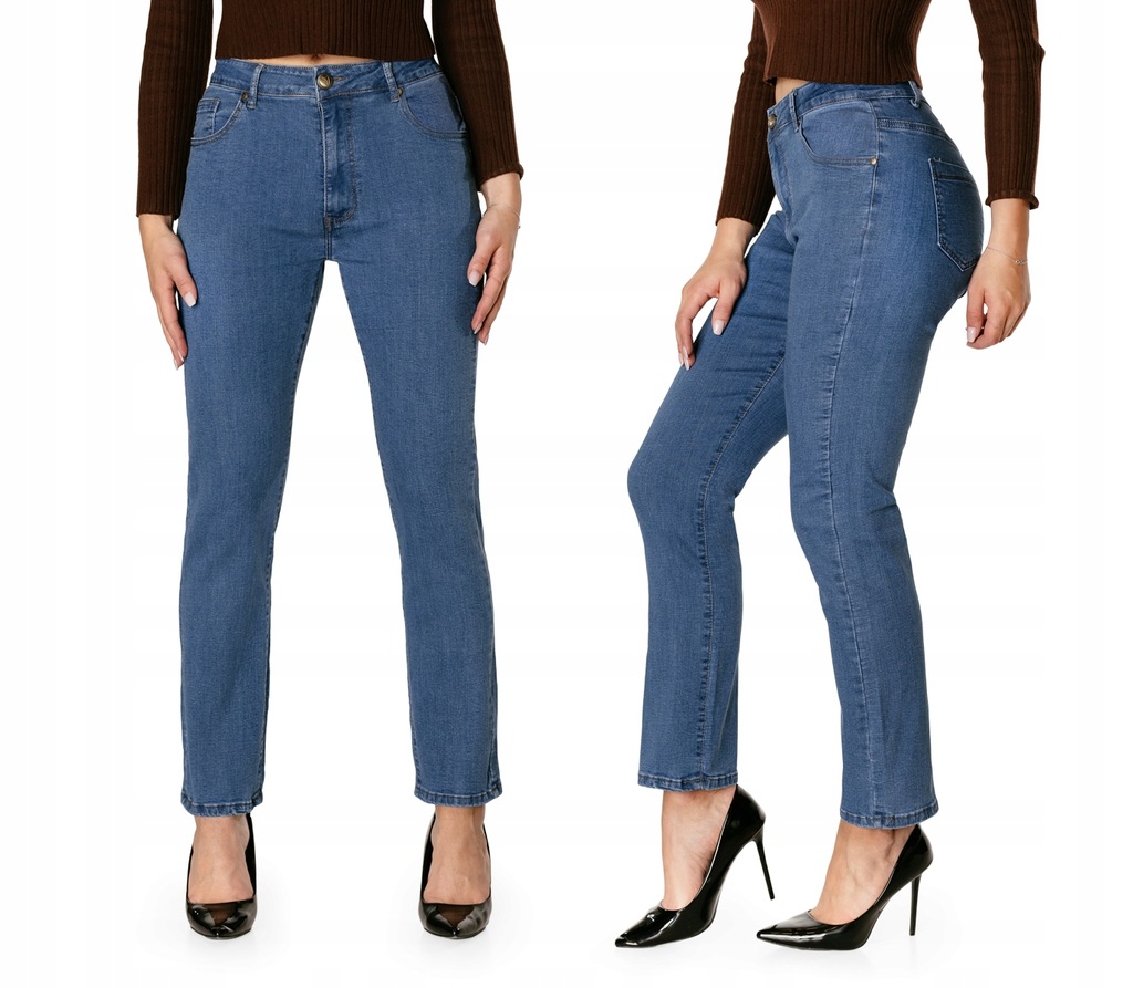 Spodnie Jeansy Damskie Wysoki Stan Dżinsy 0051 W38