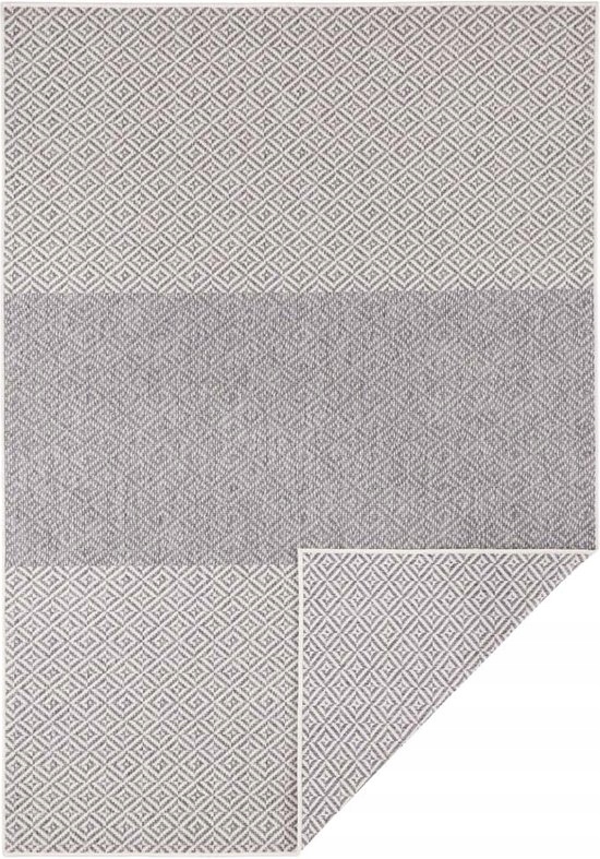 Šedý obojstranný koberec s plochým povrchom 120 x 170 cm
