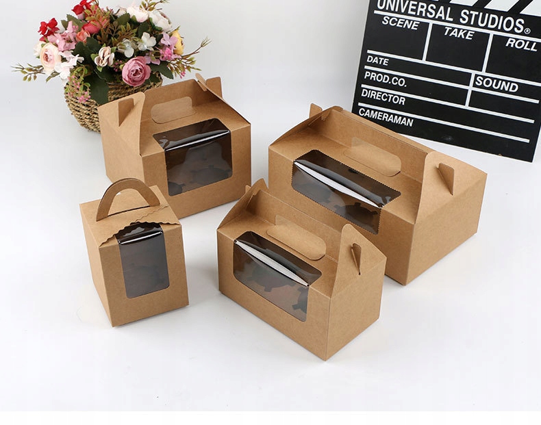 Pudełko papierowe Kraft z okienkiem przezroczyste