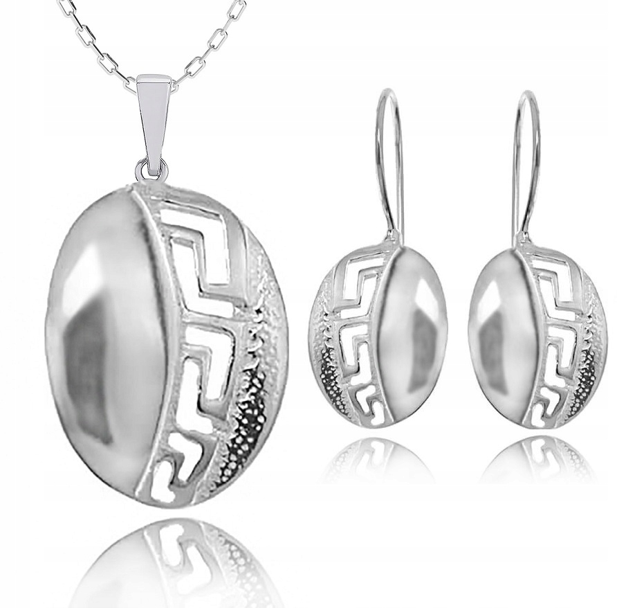 

Komplet Biżuterii Srebrnej Z Greckim Wzorem Pr.925