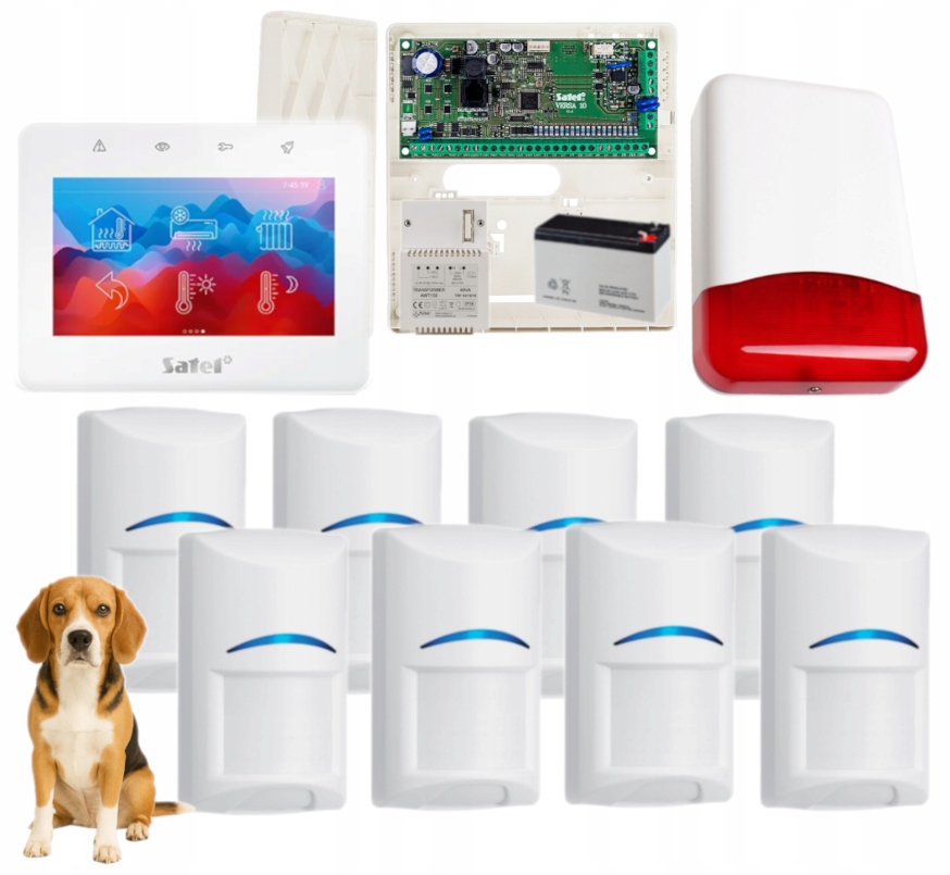System Alarmowy Na 8 Czujek Pet Satel Versa 10 Panel Dotykowy Zestaw