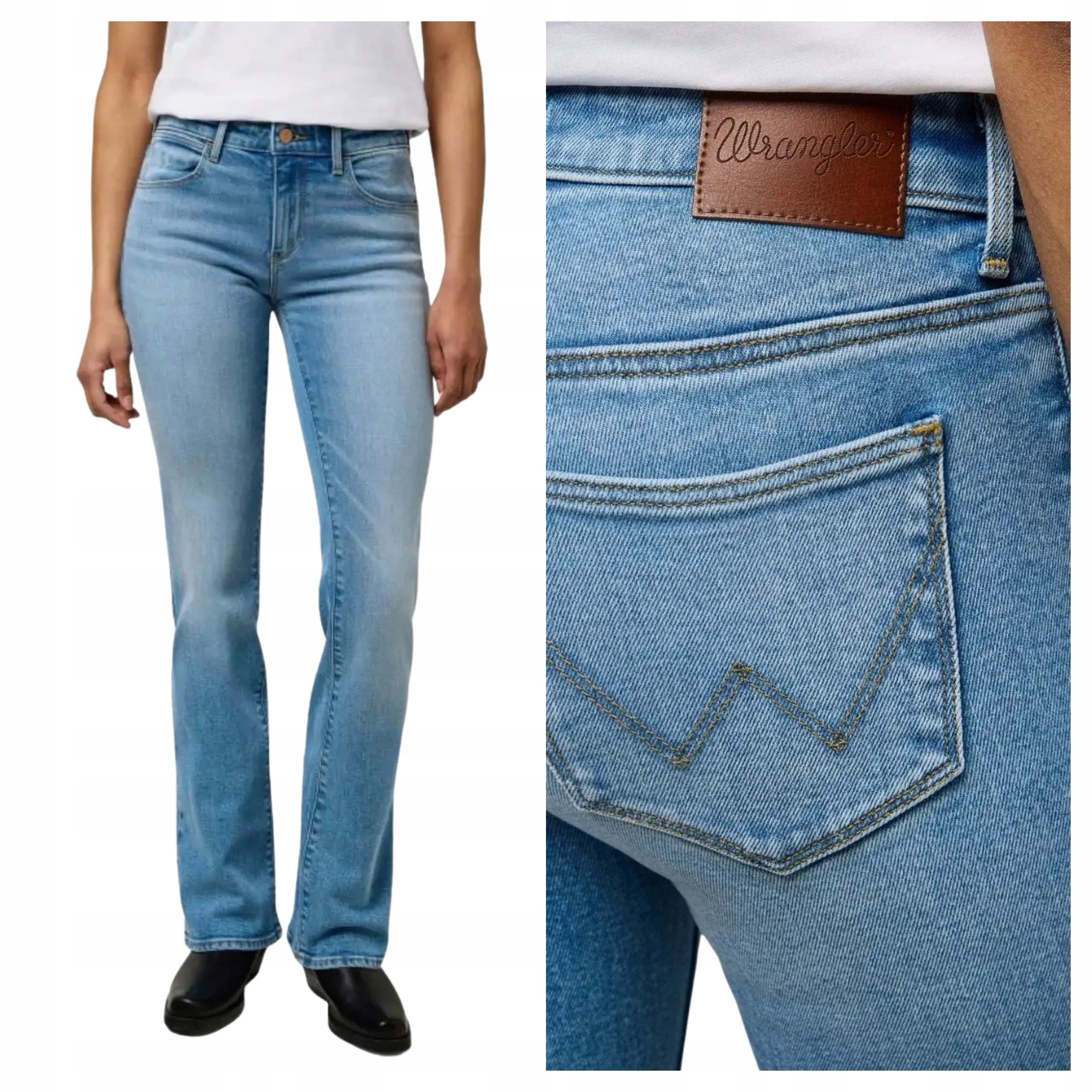 Dámské džínové kalhoty Wrangler Bootcut Modré, rozšířené W28 L30