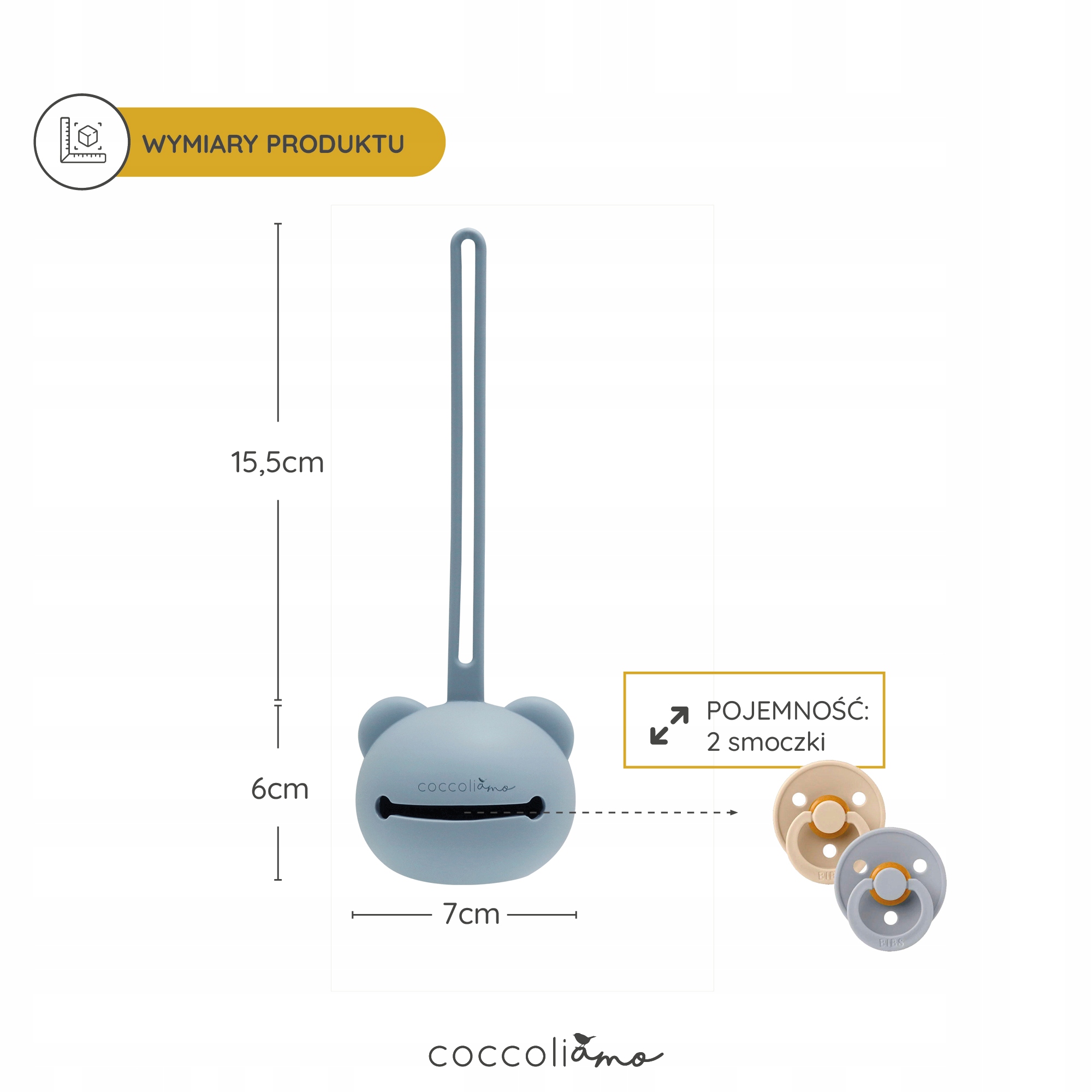 Silikonowe Etui na smoczek pojemnik kula ochronka zawieszka, Żółty 0 m+ Pojemność dwa smoczki