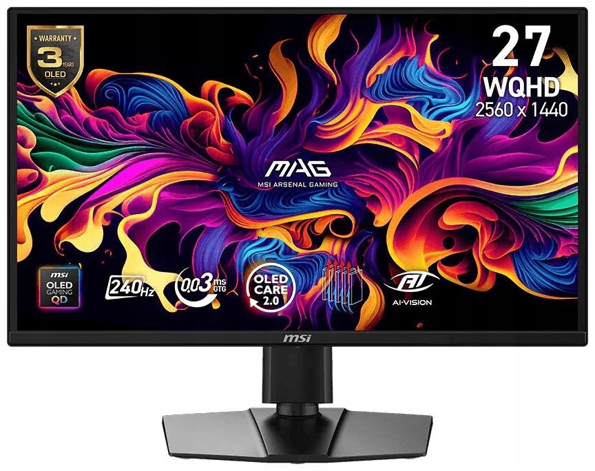 Monitor Msi Mag 272QP Qd-oled X24 26,5" 2560x1440px 240Hz 0,03 ms