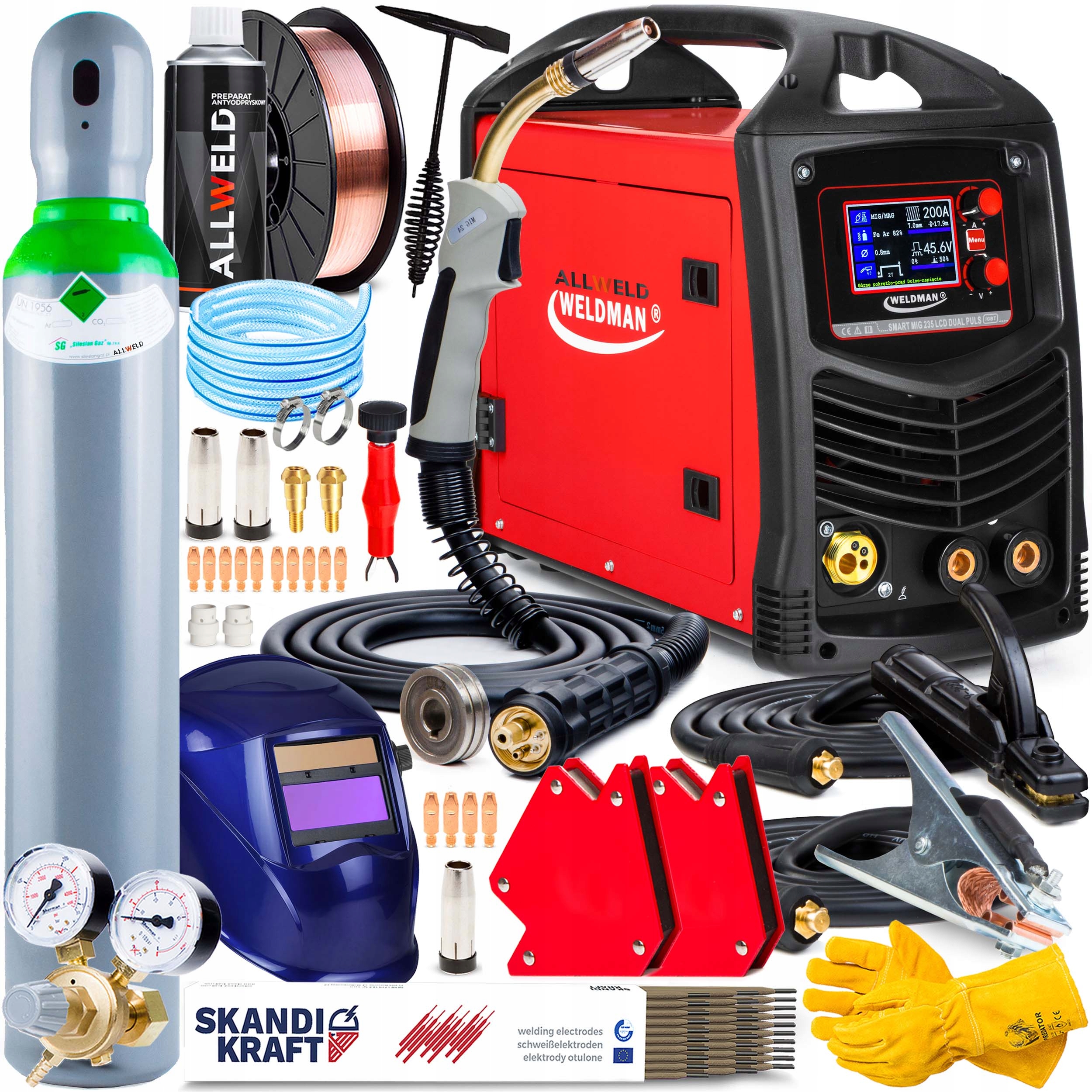 Poloautomatický Svařovací Stroj Weldman Smart Mig 235 LCD Dual Puls Igbt 200A 230V