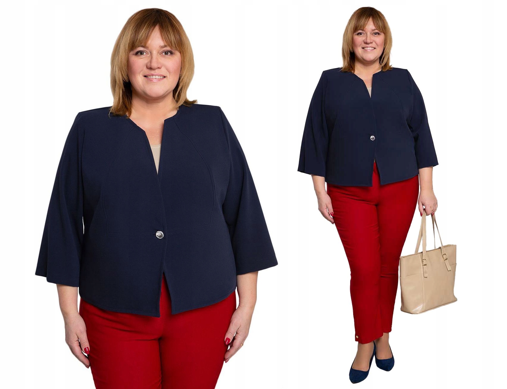 Tmavě modré sako s originálním prošíváním, velikost 62