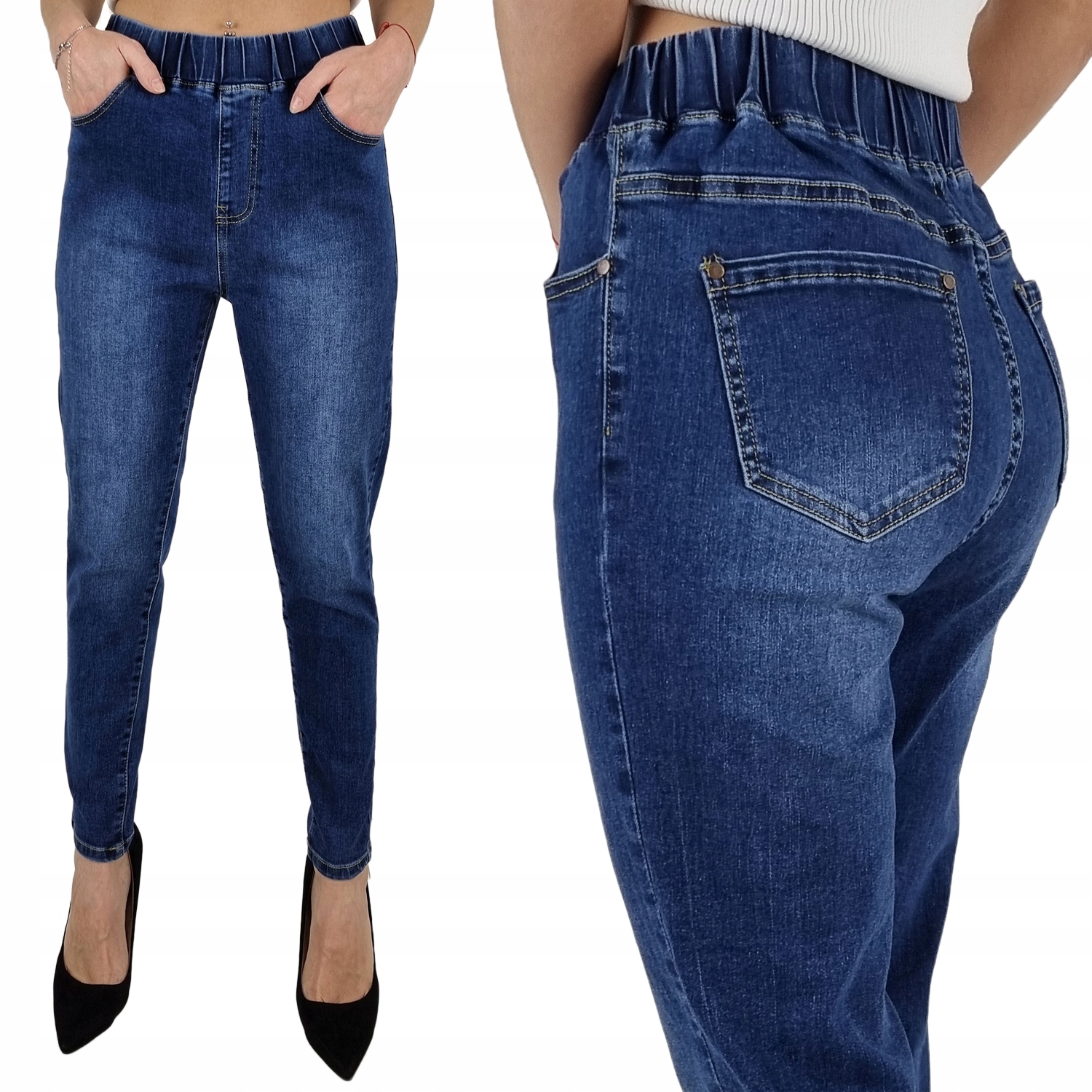 

Spodnie Damskie Jeansowe Pas W Gumkę