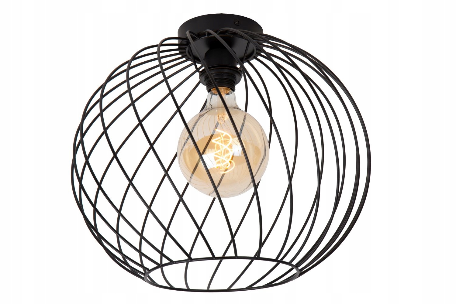 Drôtená stropná lampa čierna kovová okrúhla 40 cm do spálne Lucide