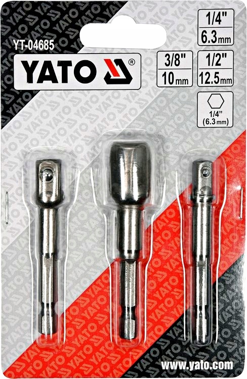 

Yato Zestaw Adapterów Hex Do Nasadek 1/4 3/8 1/2