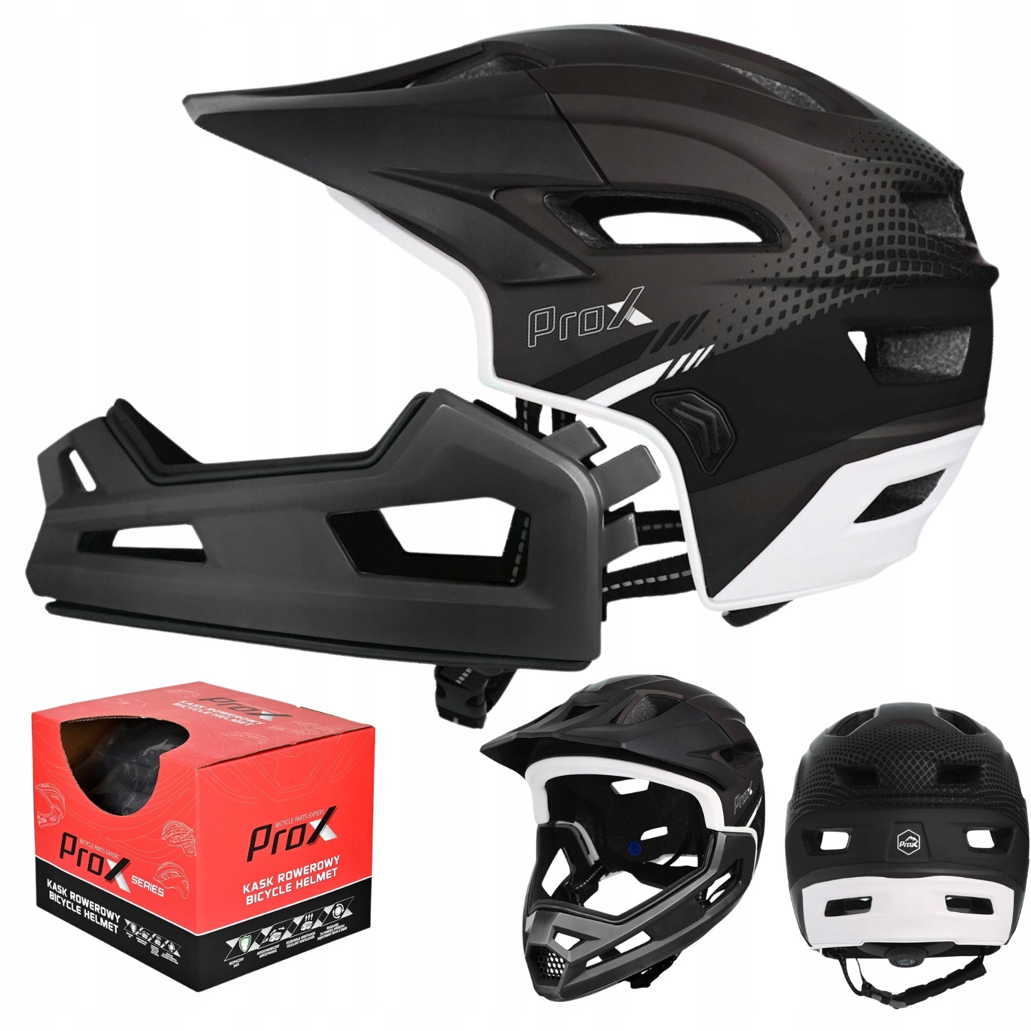 Kask rowerowy Prox Cage Hulojnoga wypinana szczęka chroni zęby twarz 55-60