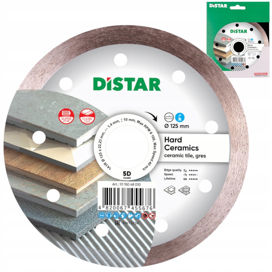 Distar Diamentowa tarcza do cięcia ceramiki, gresu 125 x 22,23mm