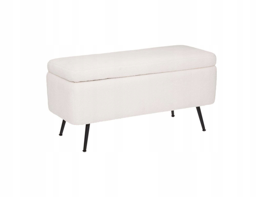 Úložný puf, čalúnený s bouklovým efektom, 100 x 40 x 48,5 cm