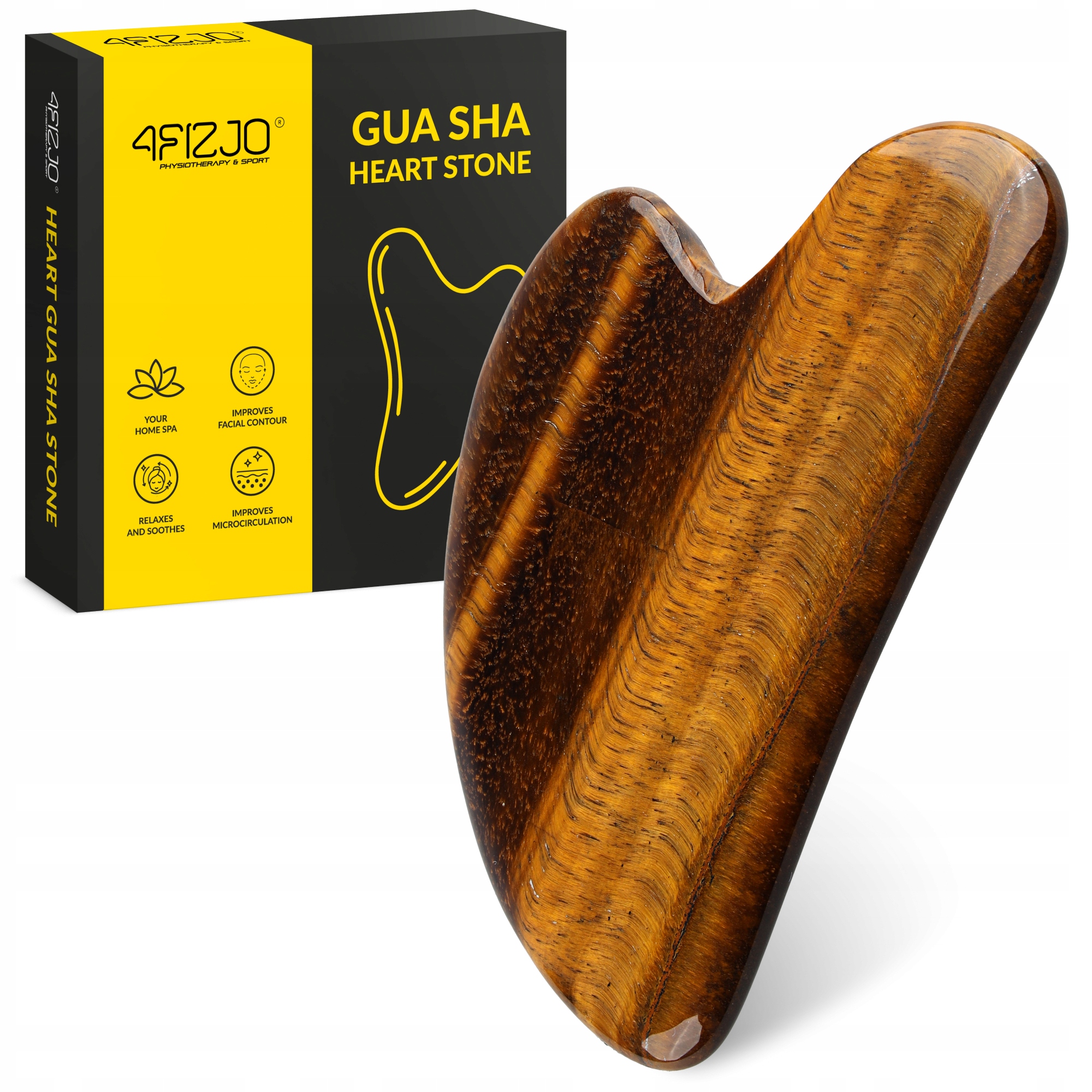 Masážní Přístroj na obličej s kamenem gua sha, přírodní Destička deska, tygří oko