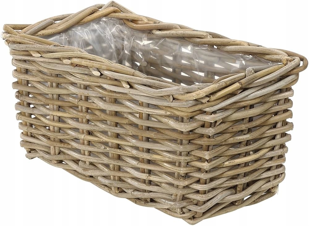 Krabice na rostliny Dehner 40 x 23 x 20 cm, šedohnědá, ratanová pletenina