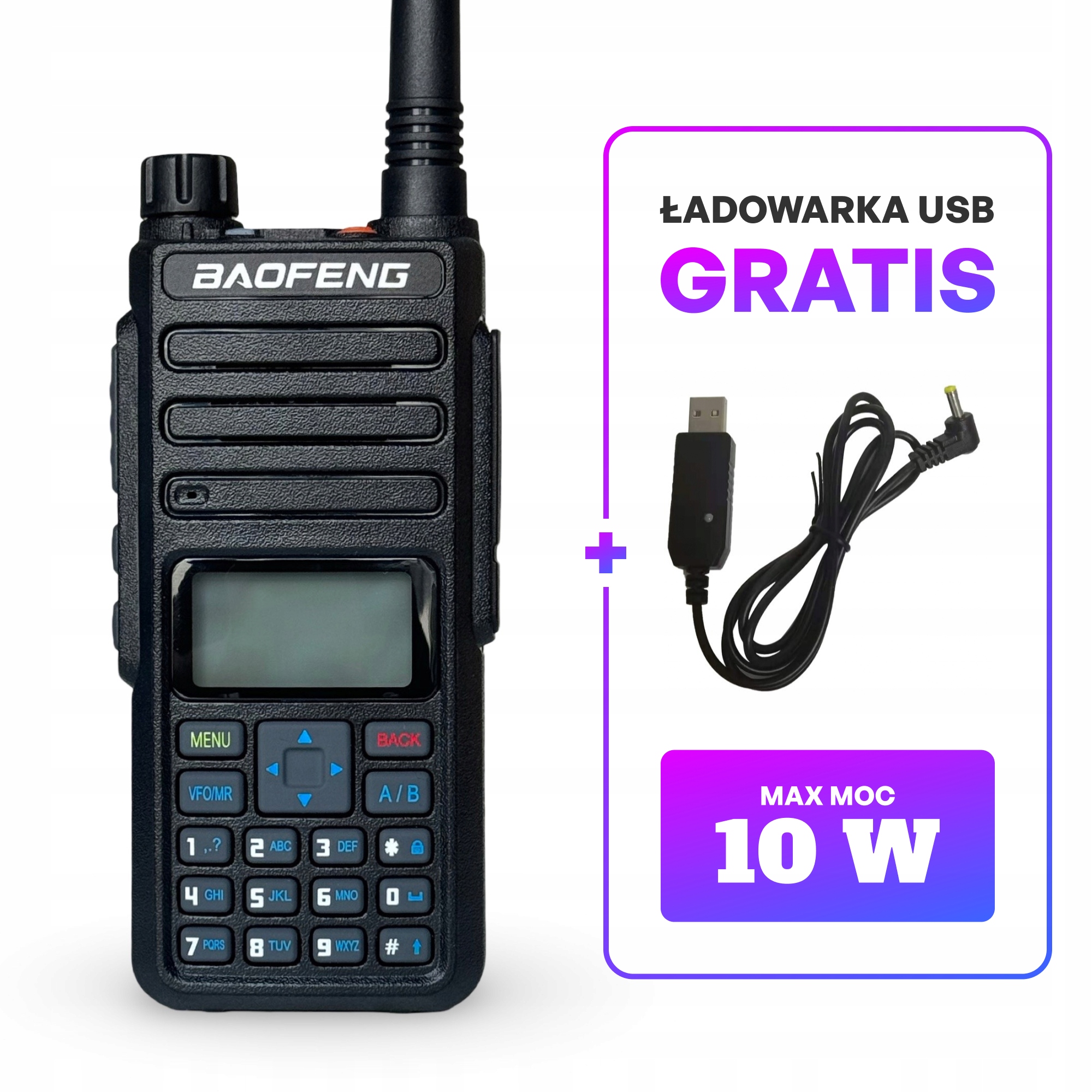 Vysílačka vysílačka Baofeng BF-H6 10W s podsvíceným displejem, dosah <5 km