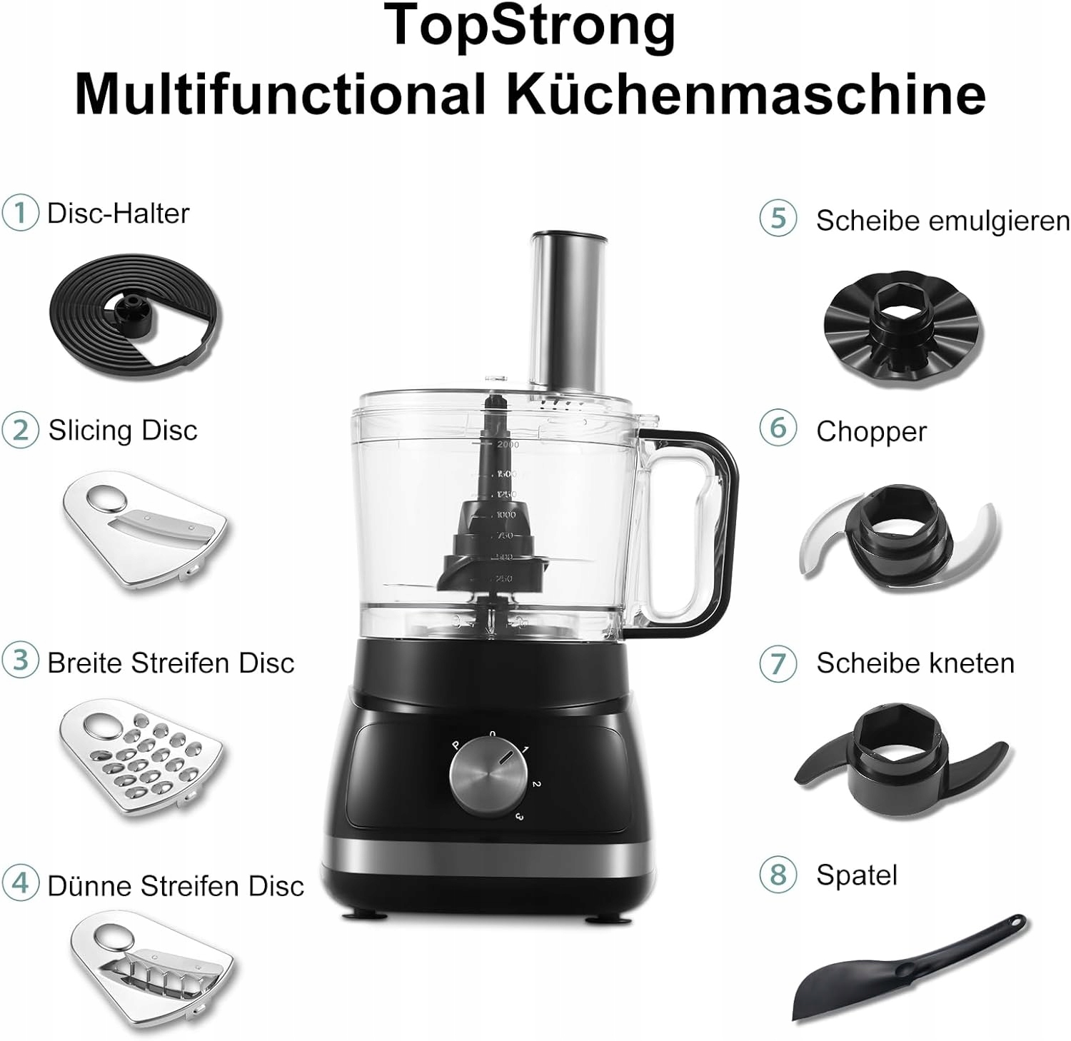 Kuchyňský robot TopStrong HGM-421 800 W černý