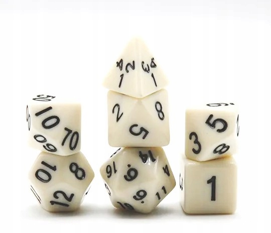 KOŚĆ SŁONIOWA ZESTAW 7 KOŚCI KOSTEK RPG