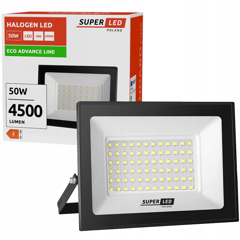 Halogen Naświetlacz Lampa LED 50W 4500 lm IP65 4000K Eco Line SuperLED