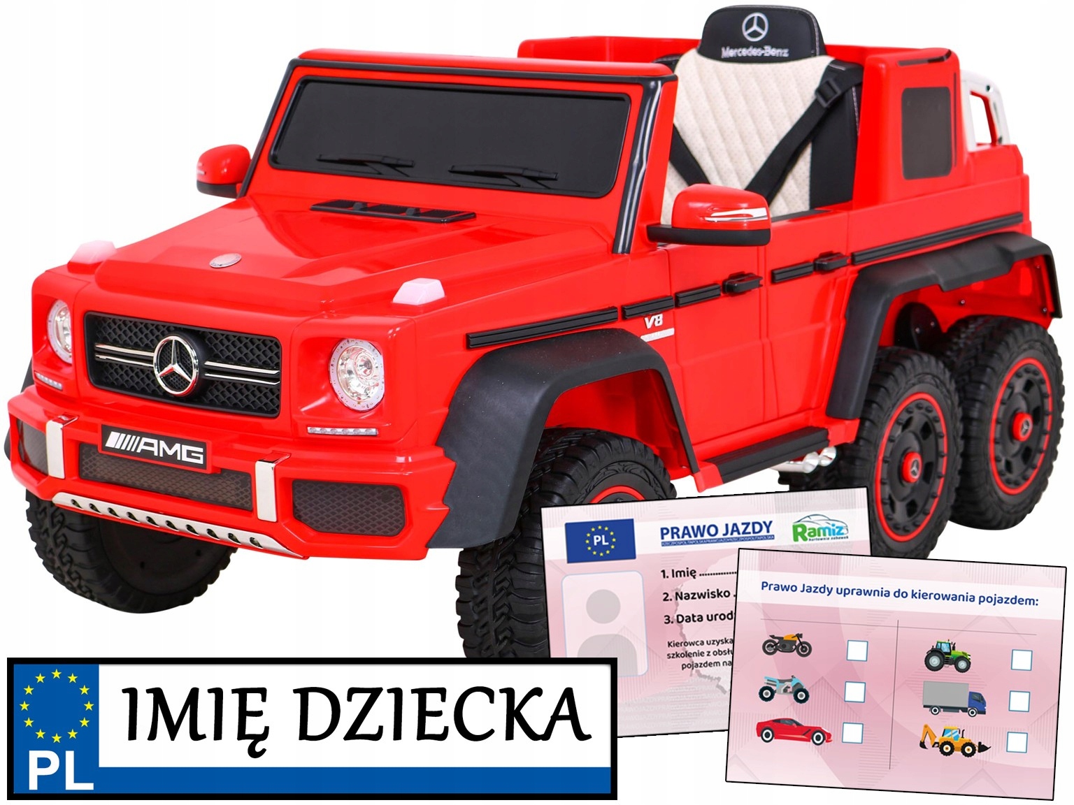 auto na akumulator Mercedes G63 na 6 kołach Sześciokołowy autko dziecięce