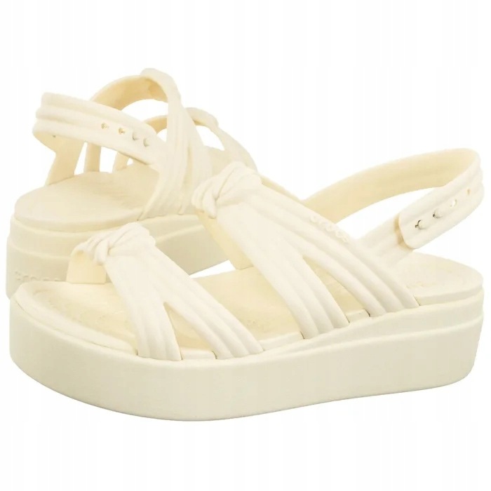 Dámské sandály Crocs Brooklyn Knot Low Wedge Ivory 212864 Bílé