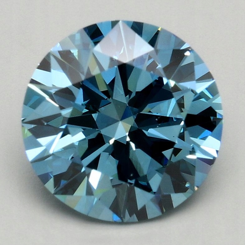 Diament laboratoryjny 1.7ct ROUND Fancy Vivid Greenish Blue VS1 (IGI)