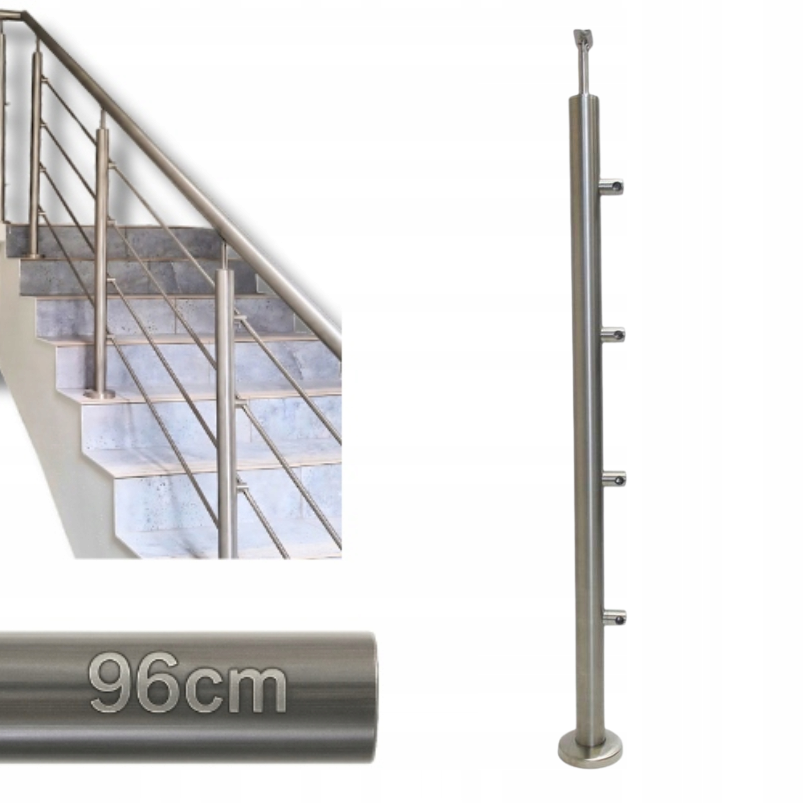 Levý sloupek 96 cm Zábradlí 4 Osové úchytky Zábradlí Schodišťová zábrana