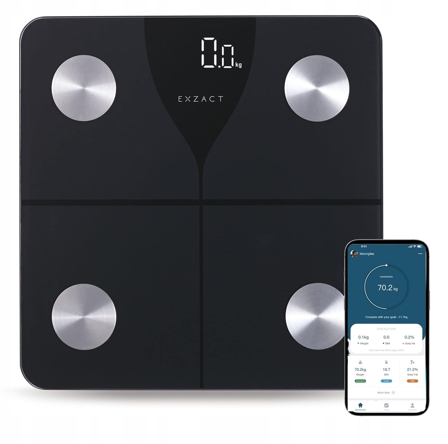Digitální Koupelnová Váha Inteligentní Bluetooth Analýza Těla LCD 180KG Aplikace