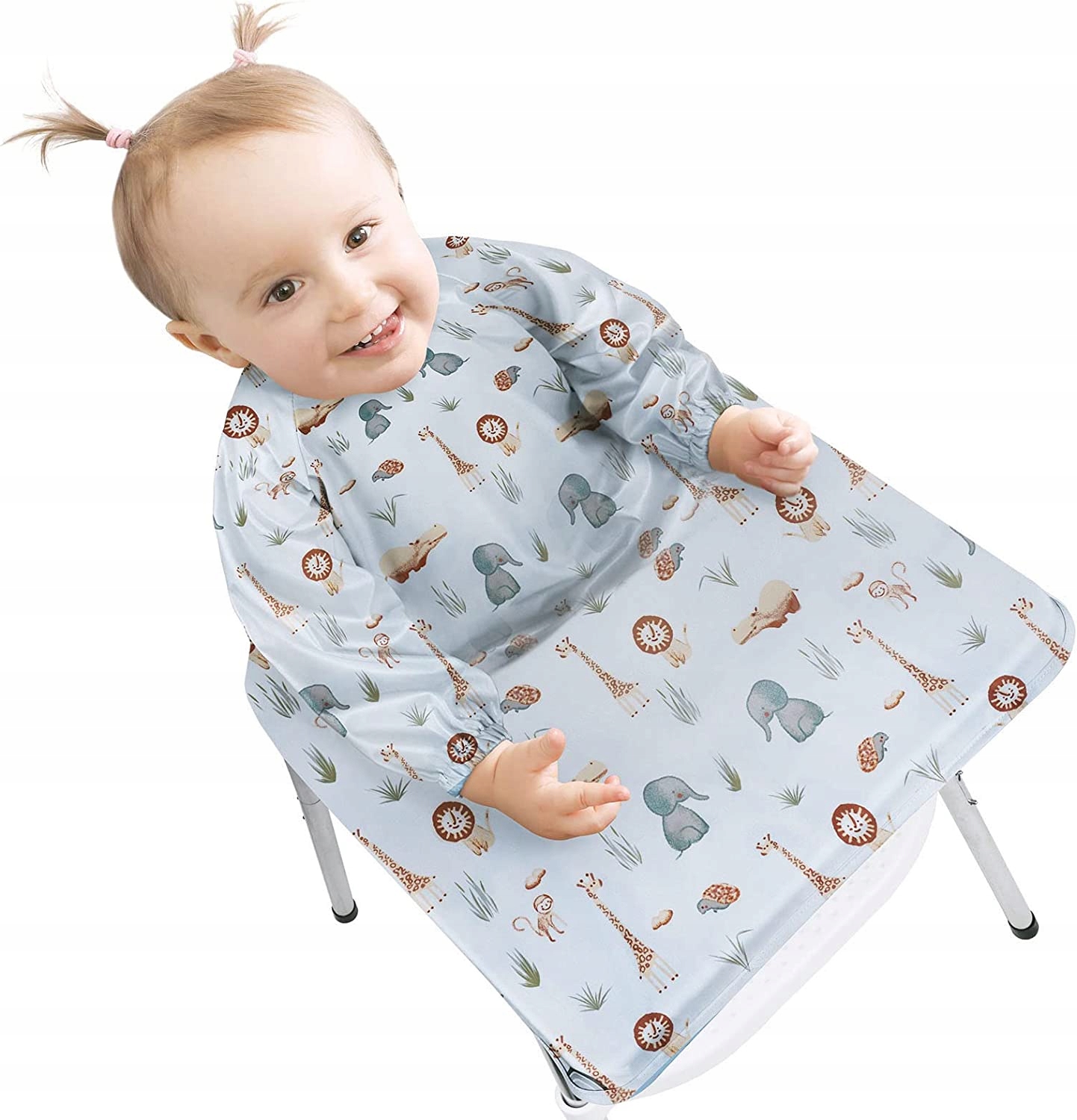 ŚLINIAK FARTUCHDŁUGI RĘKAW 2W1 DLA DZIECI MONTAŻ NA KRZESEŁKU