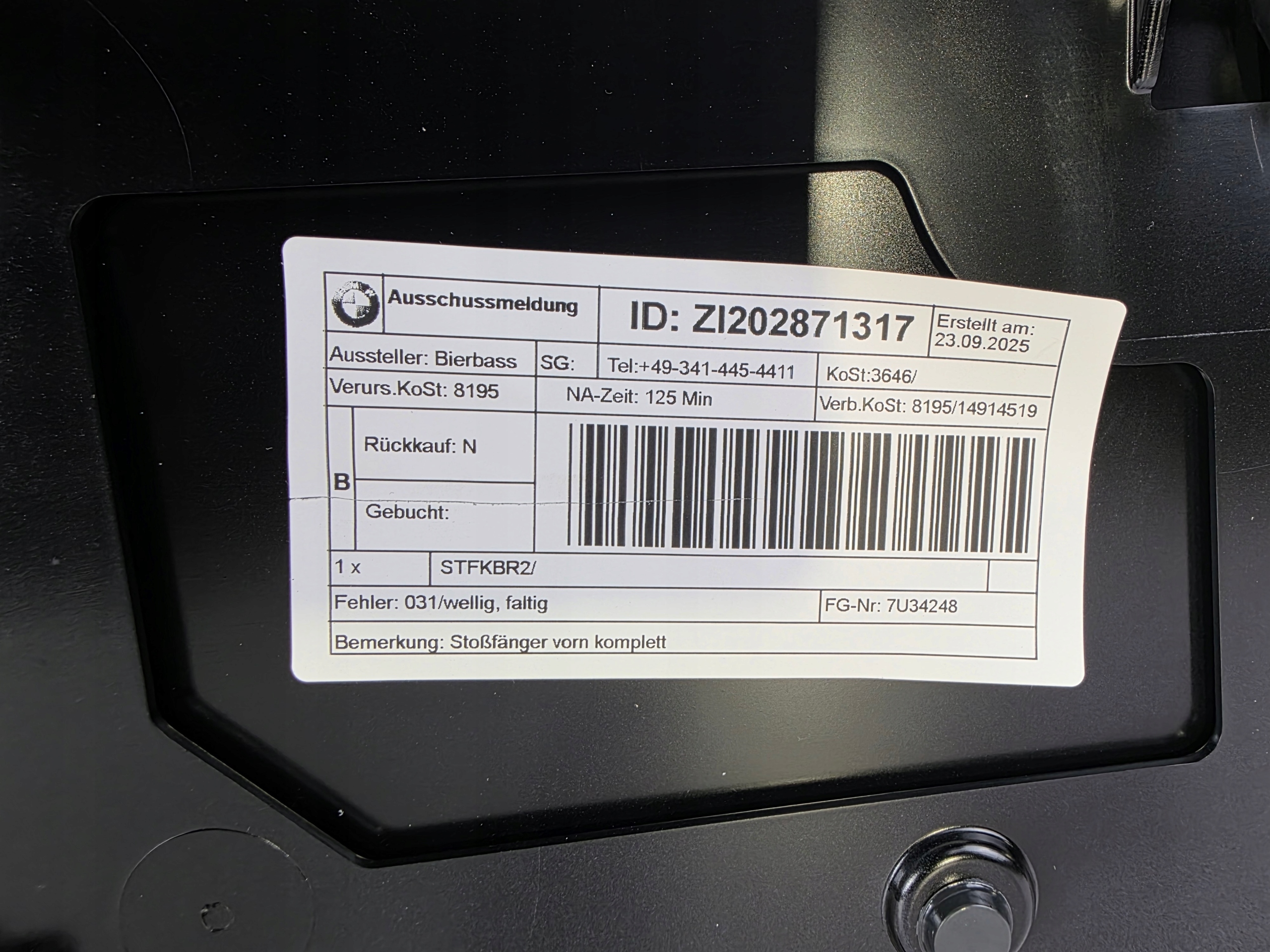 spoiler LOTKA bonnet MINI U25 5A0DF06 668 SCHWARZ II