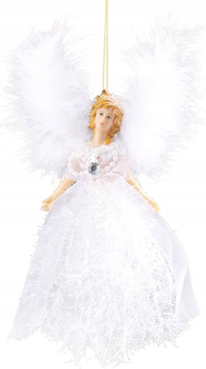 Bílý Závěsný Anděl 19×12 CM Elegantní Vánoční Ozdoba