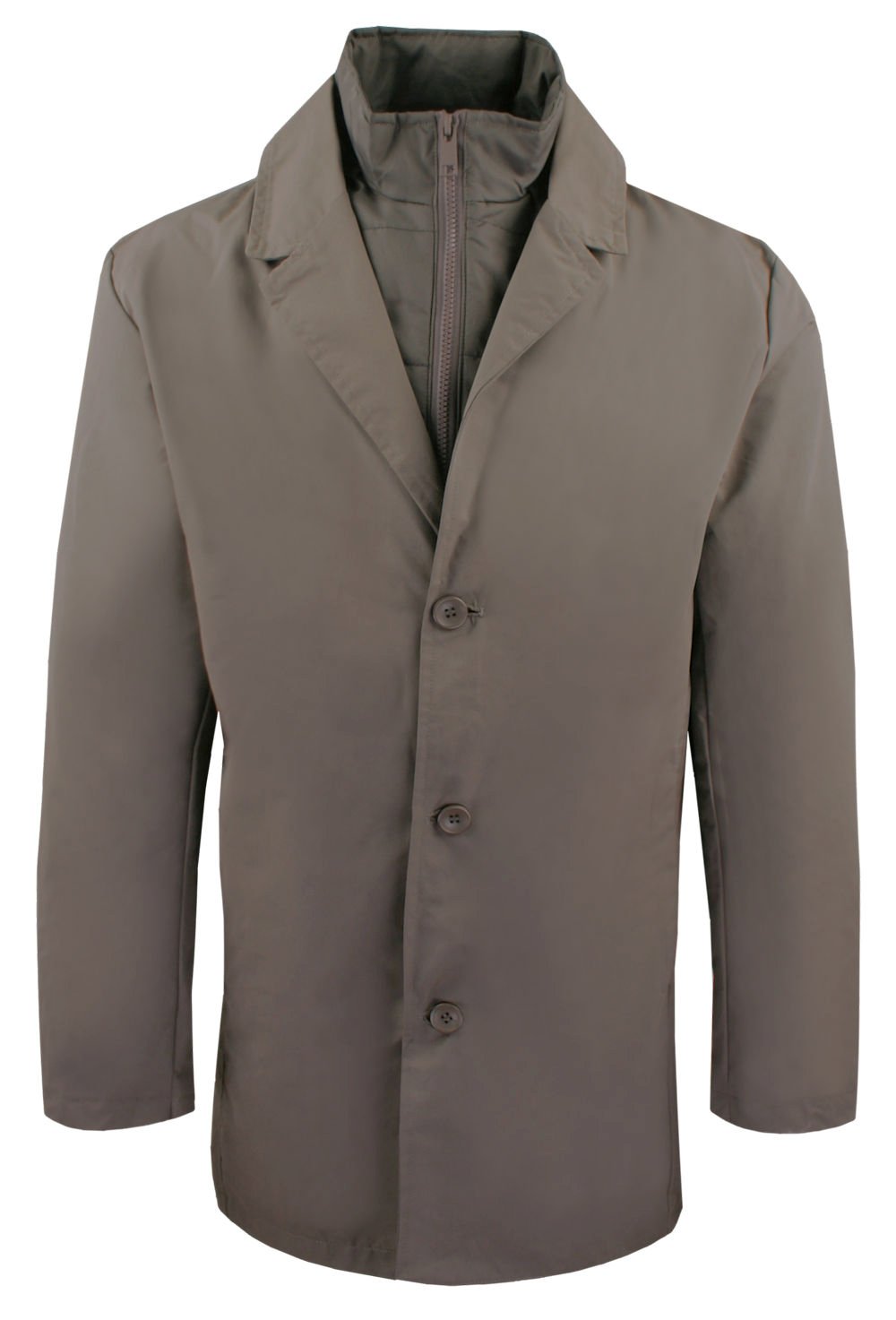 Krátký pánský přechodový kabát s vysokým límcem – Brave Soul – Taupe – M