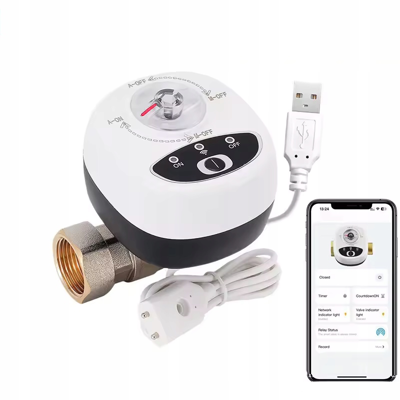 Smart 3/4" guľový elektroventil DN20 WiFi Tuya so snímačom zaplavenia
