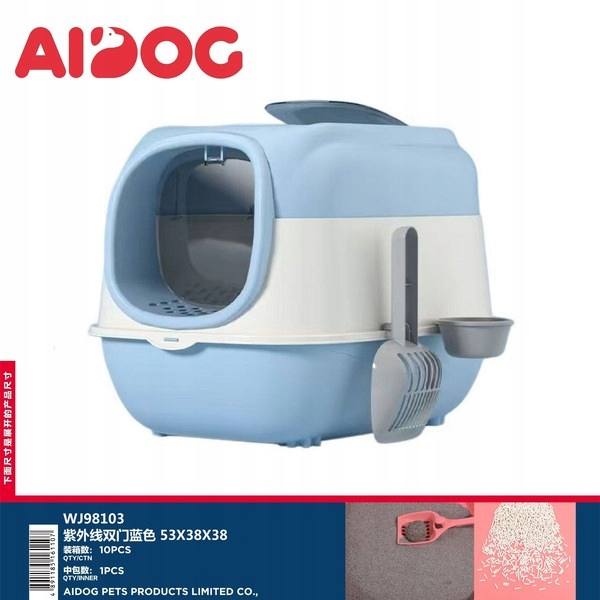 Levně Krytá toaleta pro kočky s lopatkou – hygienické řešení