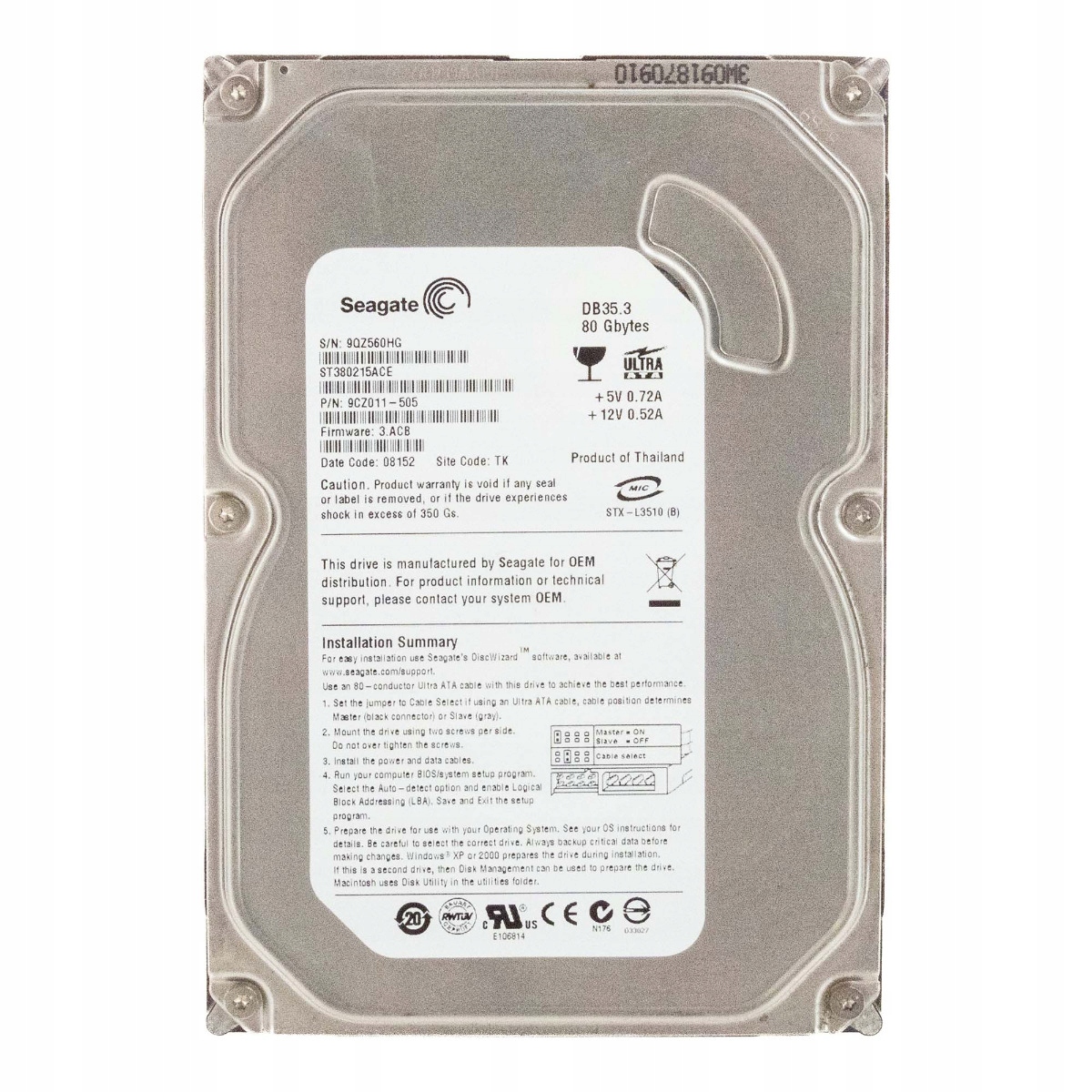 Seagate DB35.3 80GB Ata 7.2K 2MB 3.5'' ST380215ACE