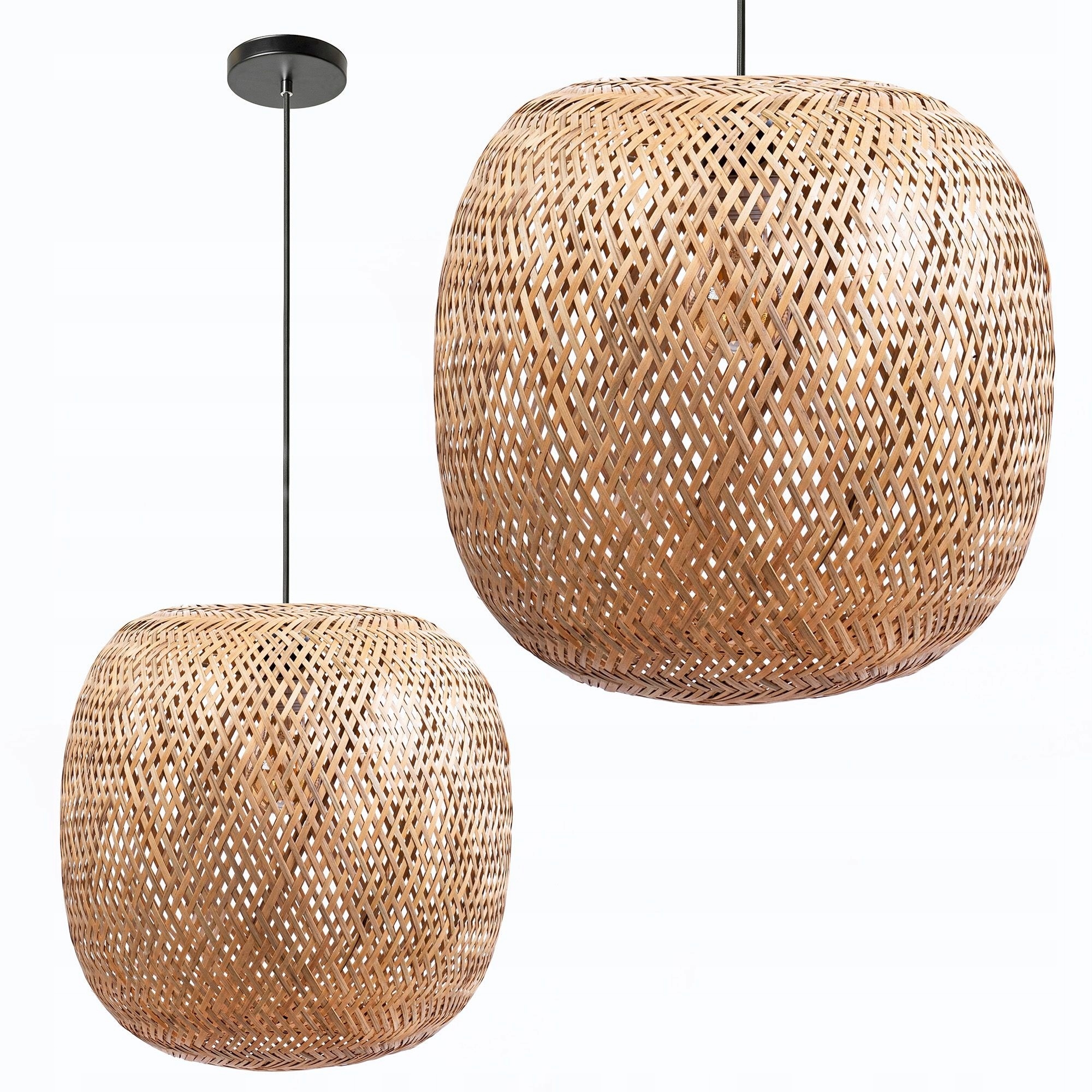 Stropní Svítidlo Boho 35 cm Závěsná přírodní bambusová pletenina