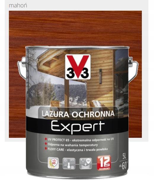 Ochranná lazúra Expert V33 Do 12 Rokov Ochrany mahagónu 5L