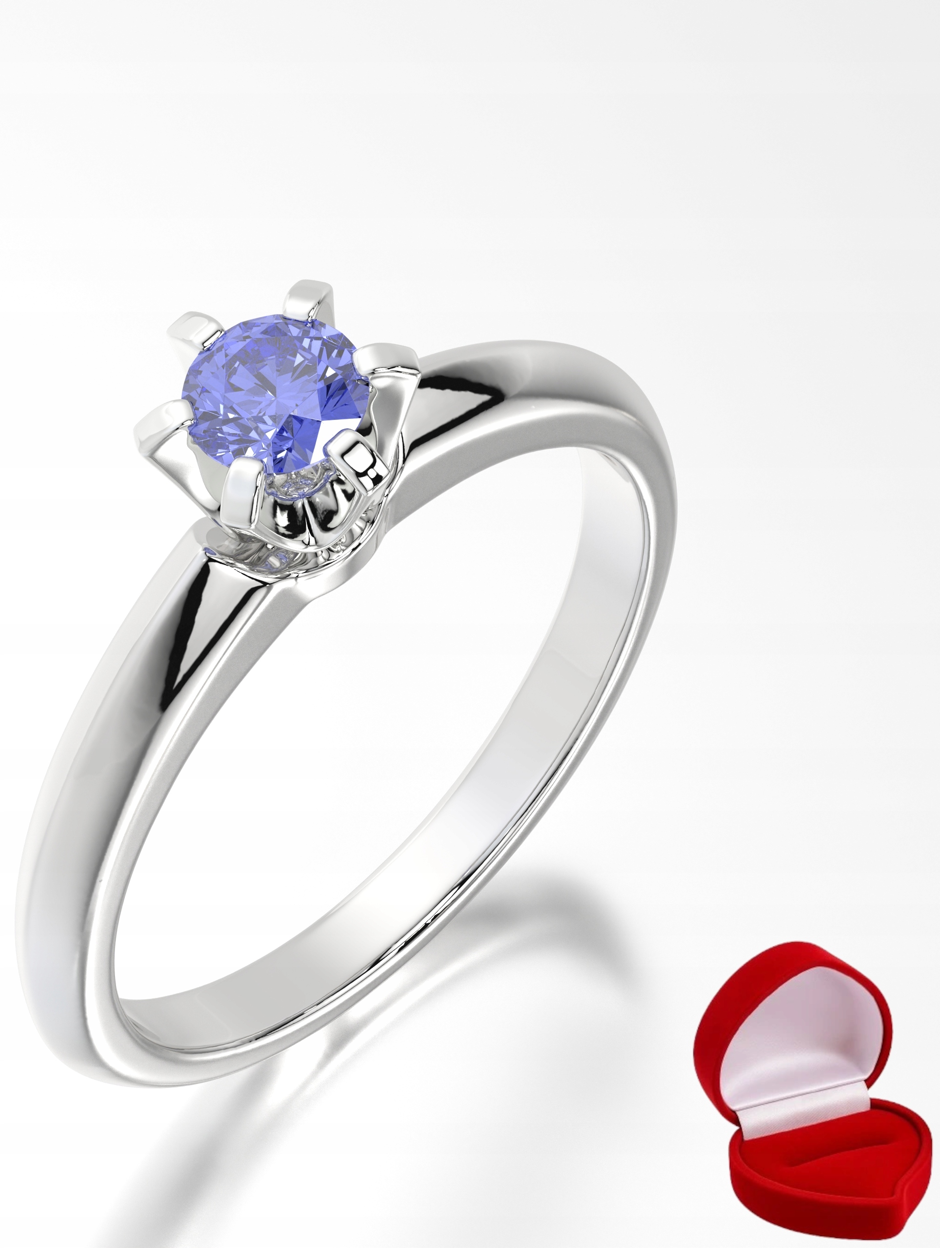 Zlatý Prstýnek 585 14k Tanzanit 0,24 ct Bílé Zlato R10