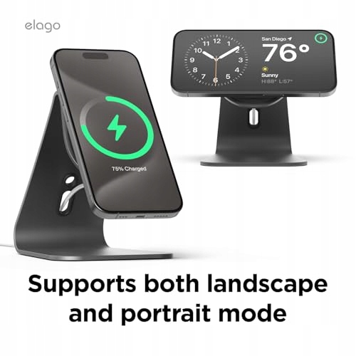 ELAGO MS4 Stacja Ładowania MagSafe iPhone 16 15 14 13 12 Aluminium Czarna — miniatura 5
