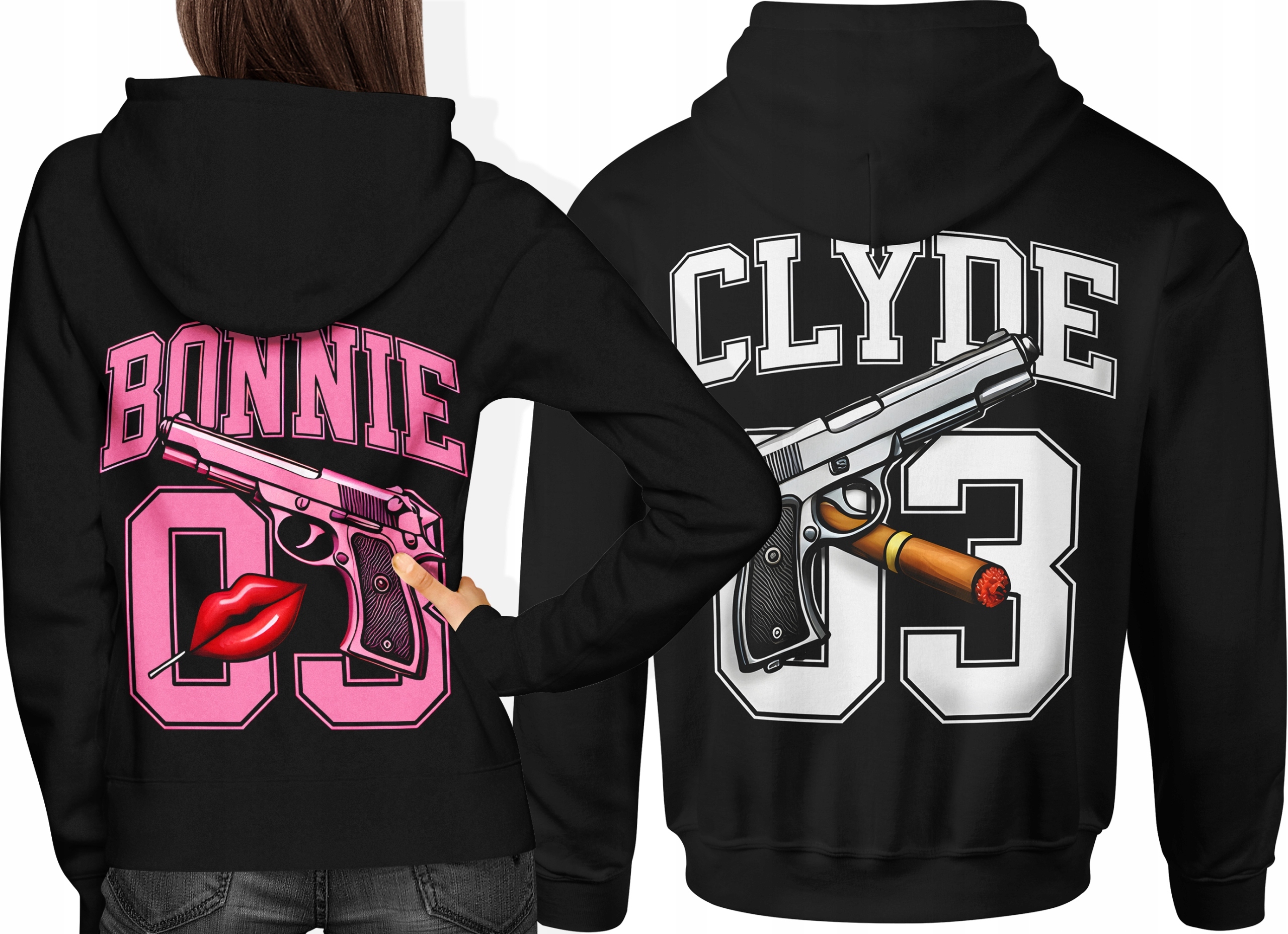 Mikina Pár Bonnie Clyde Valentýn Dárek Potisk Na Zadní Straně Na Zádech S