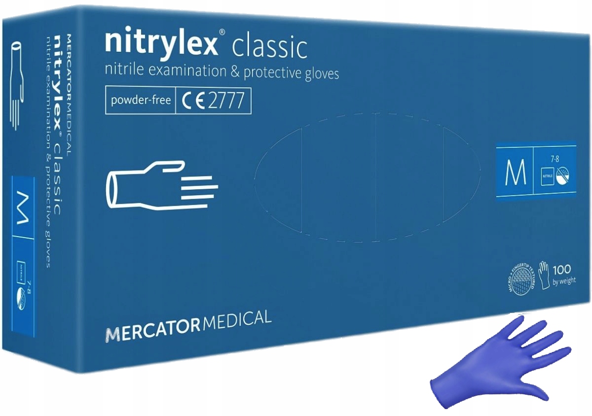 

Rękawice rękawiczki Nitrylowe Bezpudrowe blue M