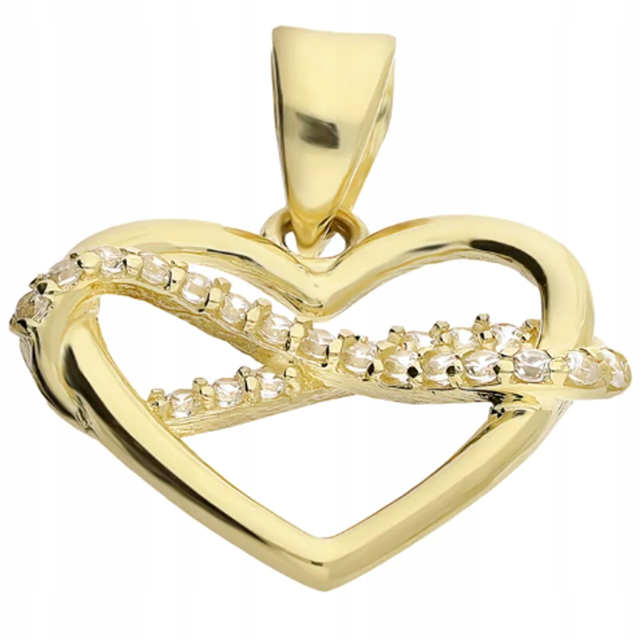 Zlatý přívěsek 585 srdíčko se znakem nekonečna a zirkony 14k