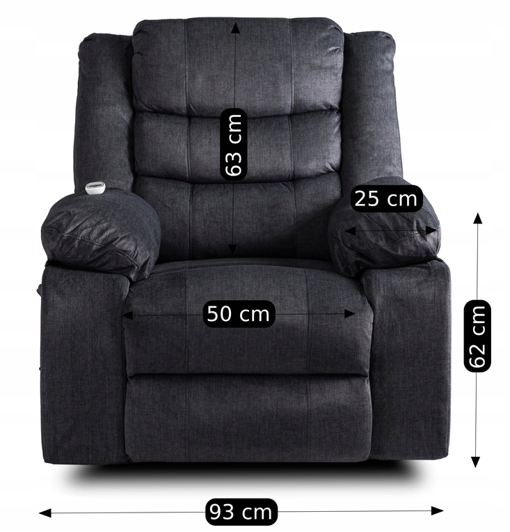 Elektryczny Fotel Rozkładany Masujący z Podnóżkiem JASPER Ciemny Popiel Materiał obicia tkanina