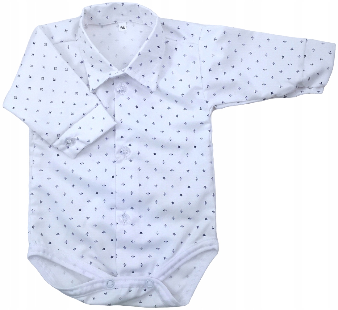 

Koszulobody białe we wzorki wizytowe 98 cm +24m