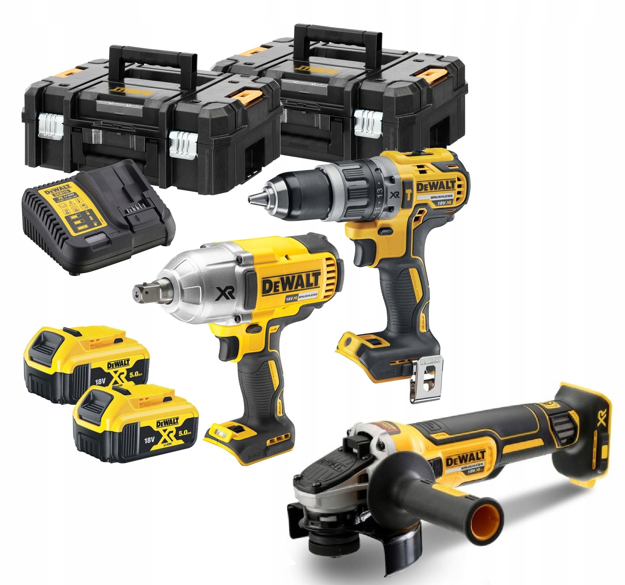 DeWalt Zestaw 3 elektronarzędzi Combo DCG405 DCD796 DCF899 2x5Ah 18V Xr