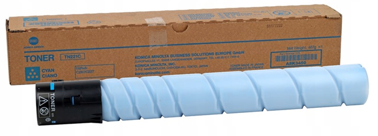 Toner Konica Minolta TN221C azúrový A8K3450 Bizhub C287 C227