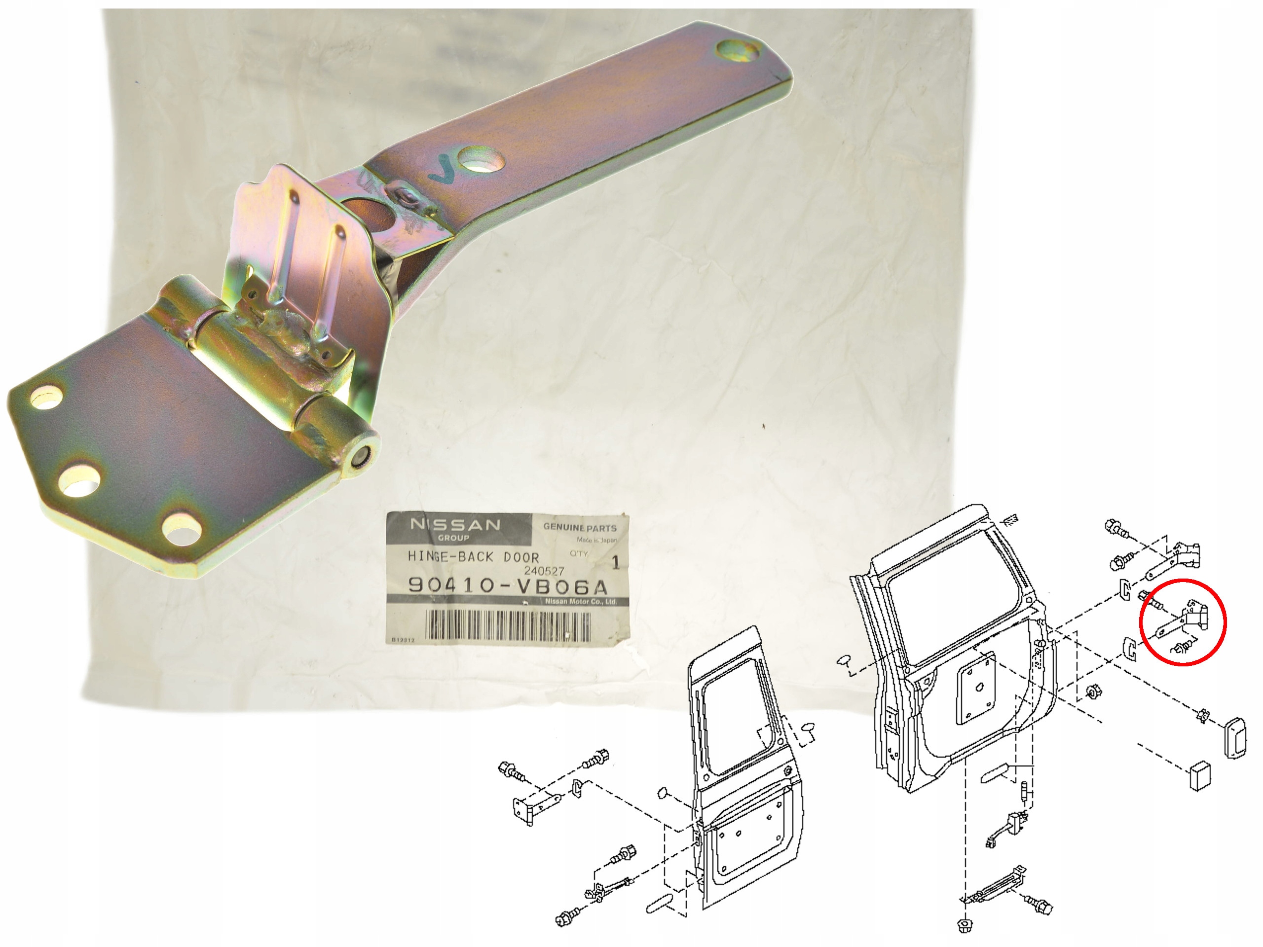 Závěs Zadních Dveří Pravý Spodní 90410-VB06A Oe Nissan Patrol Gr Y61
