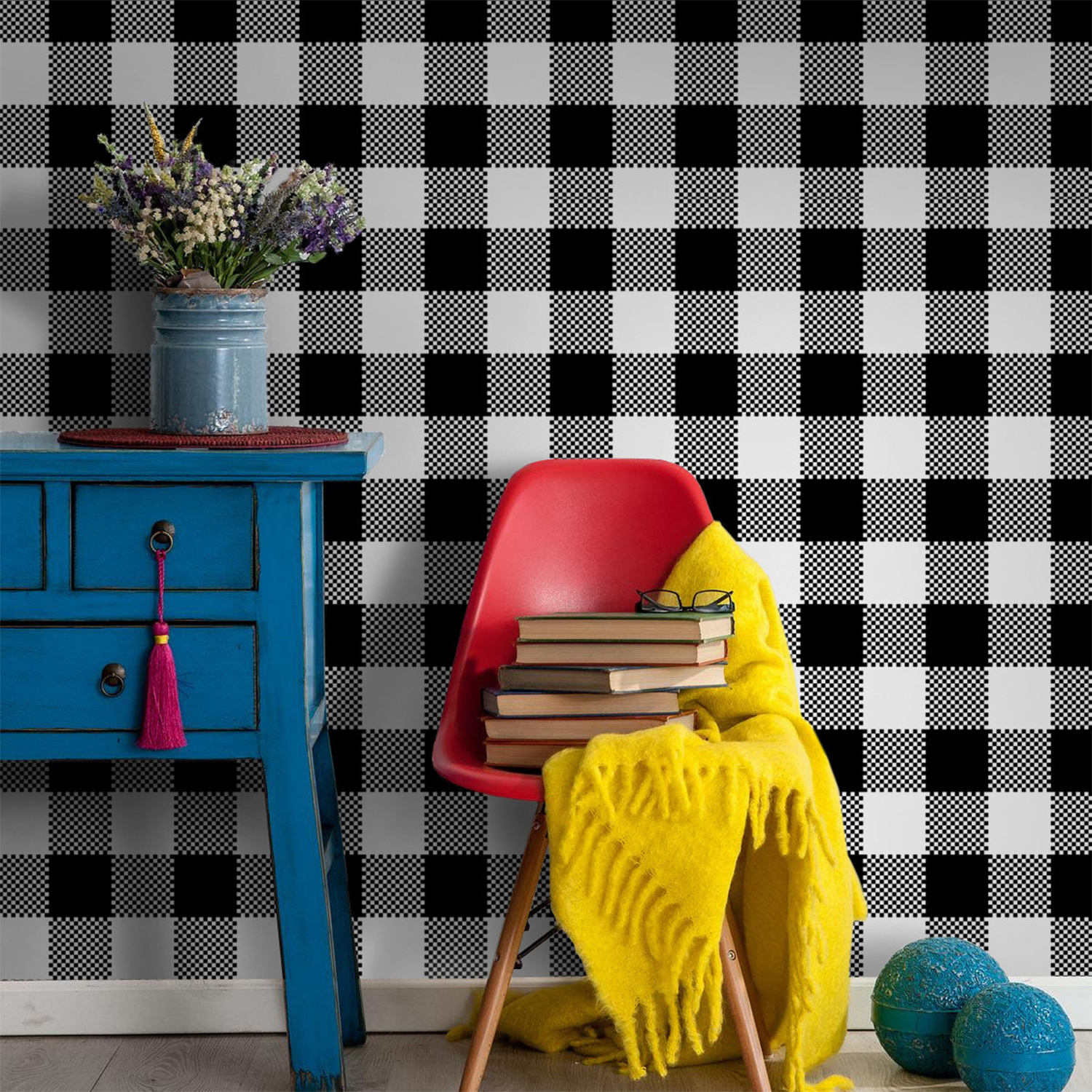 

Fototapeta do sypialni Wzór szachownicy 250x250 cm